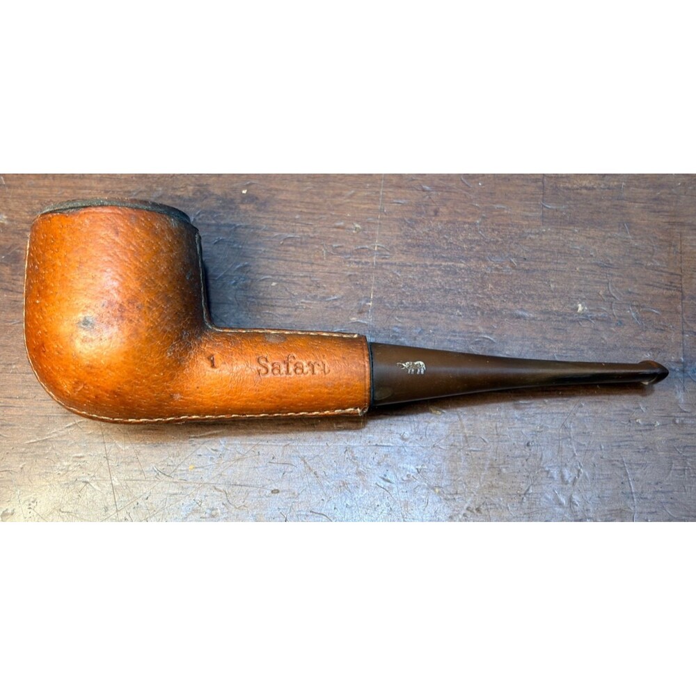 Vintage Safari Leather-Covered Tobacco Pipe – Made in tanganyika
